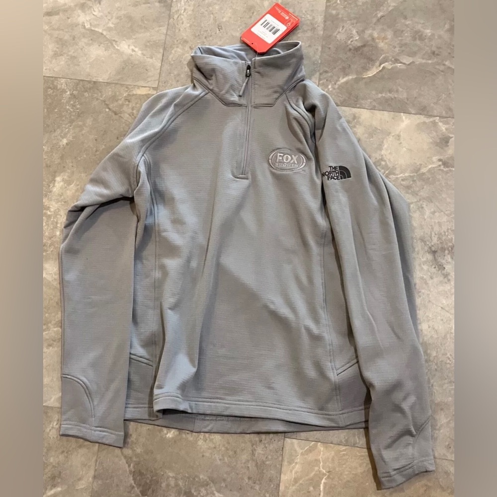North Face Jacket 1/4 Zip Fleece Lined Pullover Long Sleeve Gray Lg Wmn Fox Logo